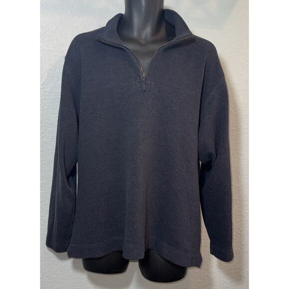 Eddie Bauer Mens L Blue Gray 1/4 Zip Pullover 100% Cotton Long Sleeve Sweater - Picture 2 of 13